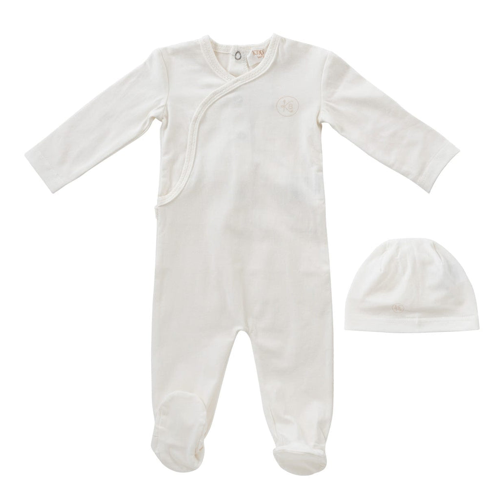 Logo Wrap Romper + Hat Set - White