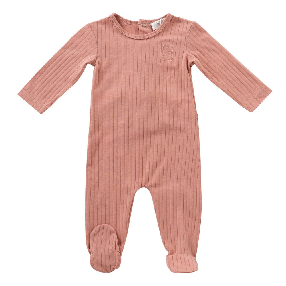 Embroidered Rib Romper - Blush