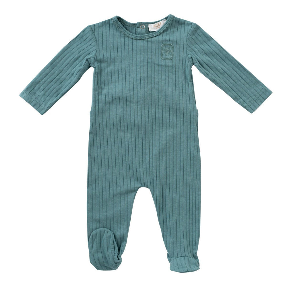 Embroidered Rib Romper - Green