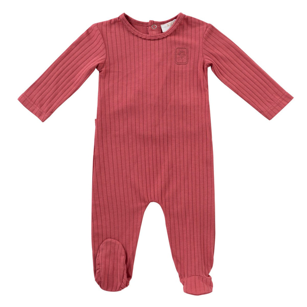 Embroidered Rib Romper - Pink