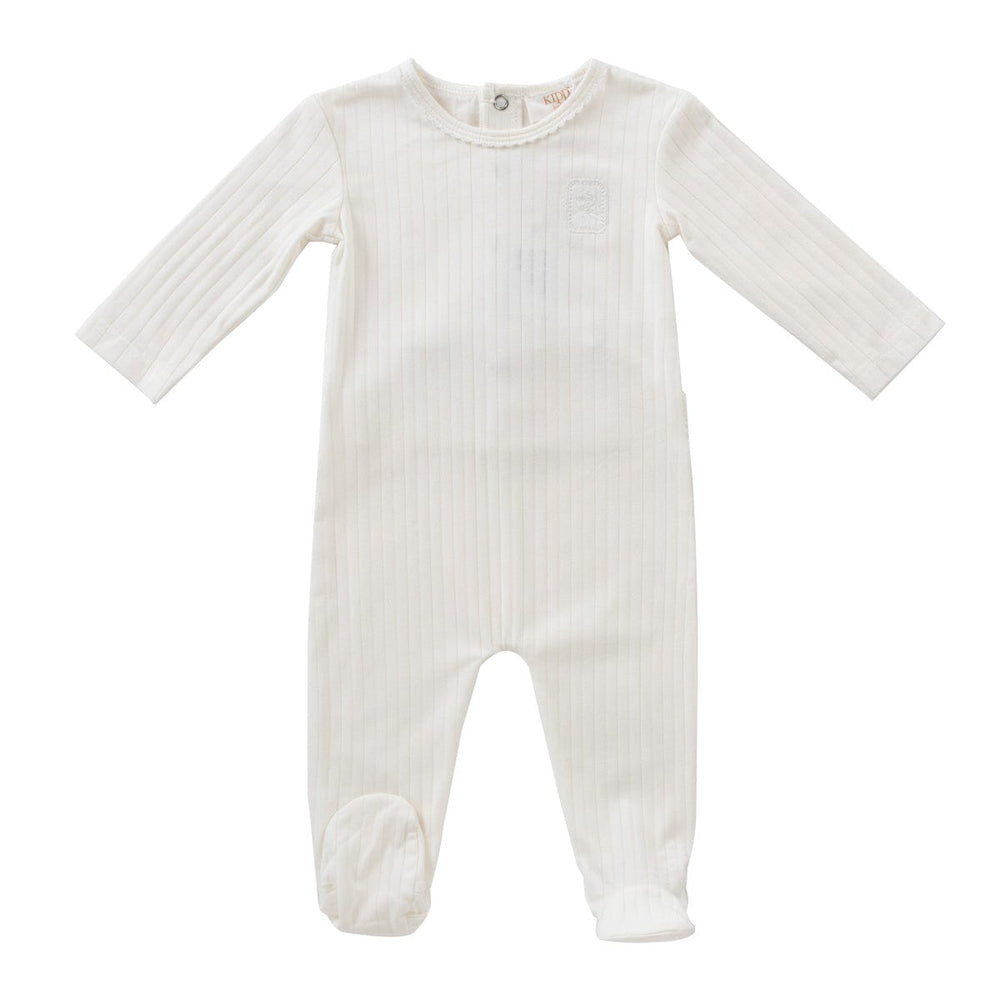 Embroidered Rib Romper - White