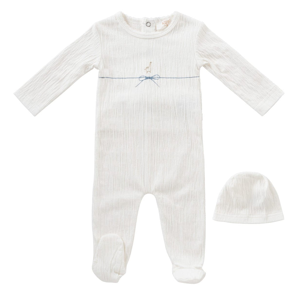 String Bow Romper + Hat Set - Blue