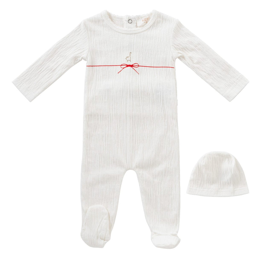 String Bow Romper + Hat Set - Red