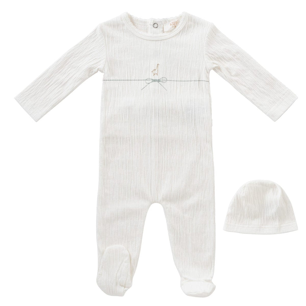 String Bow Romper + Hat Set - Sage