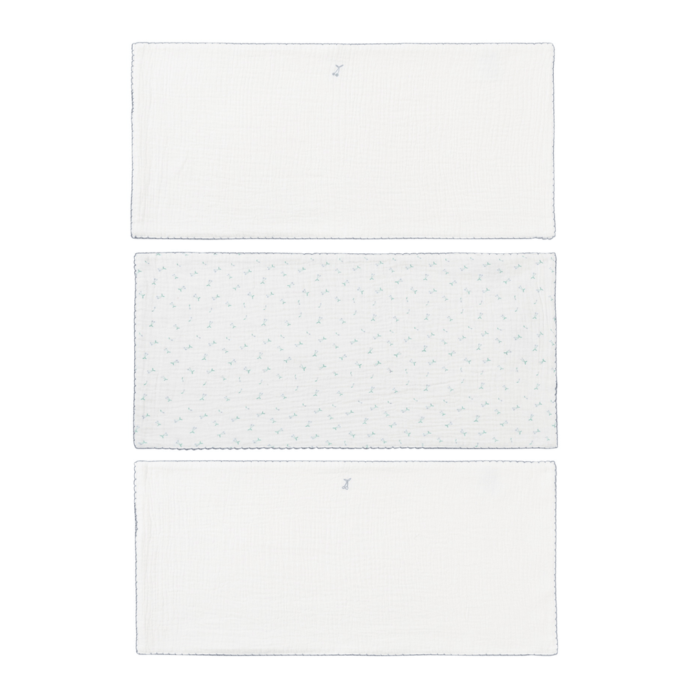 Cherry Burp Cloth Set of 3 - Blue