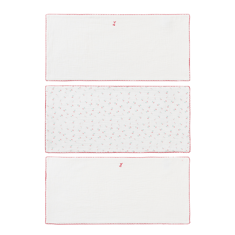 Cherry Burp Cloth Set of 3 - Red