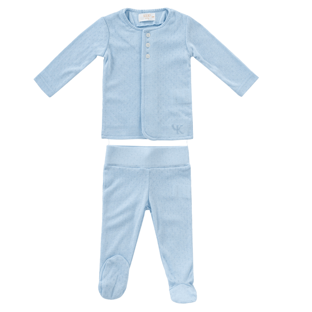 Pointelle Knit 2PC Set - Blue