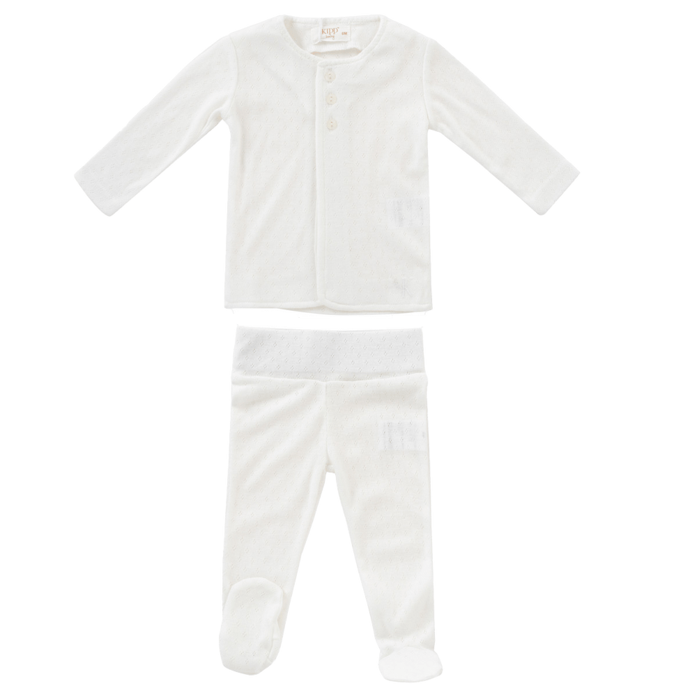 Pointelle Knit 2PC Set - White