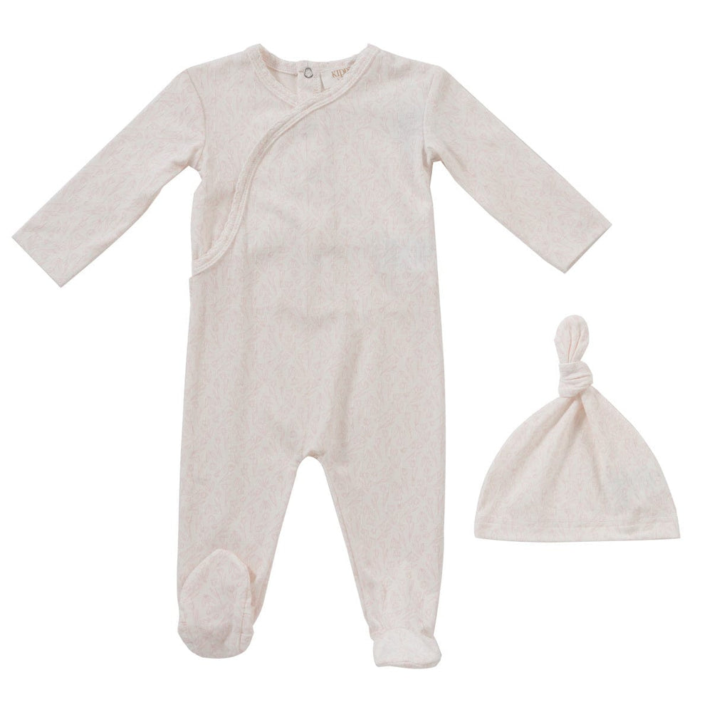 Tulip Romper + Hat Set - White Pink