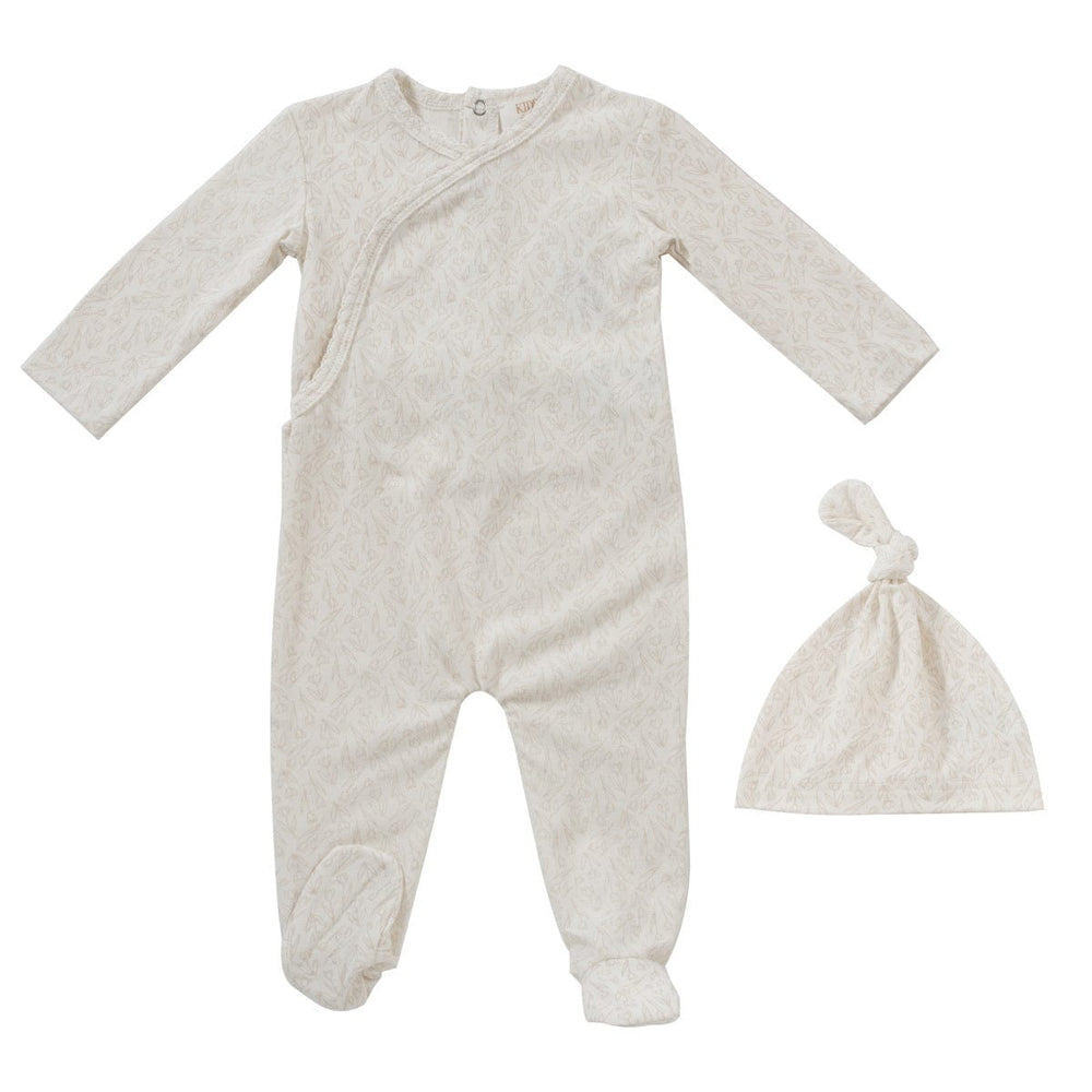 Tulip Romper + Hat Set - White Stone