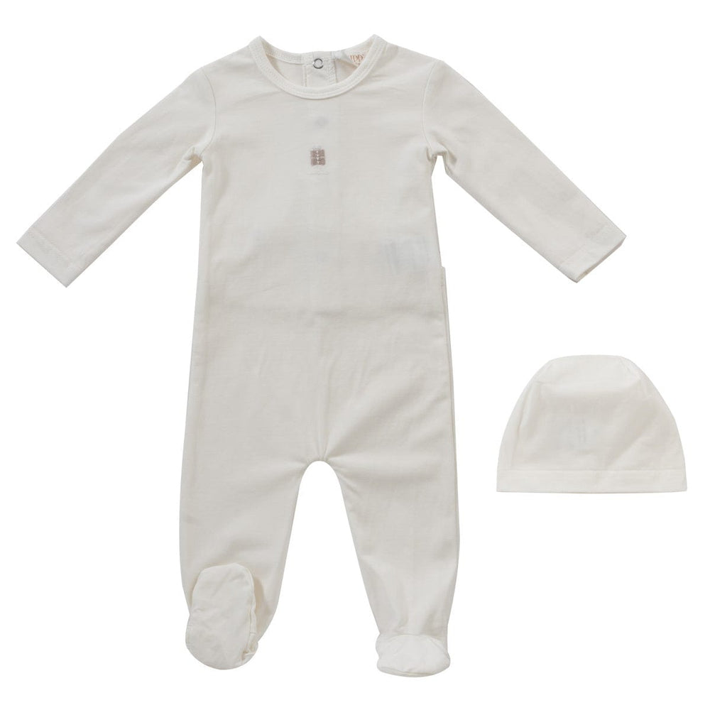 Gift Box Romper + Hat Set - White
