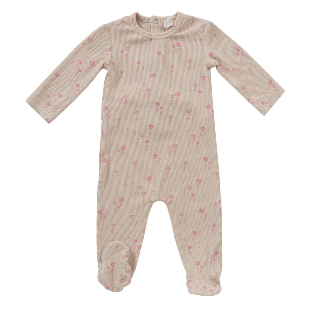 Floral Rib Romper - Pink