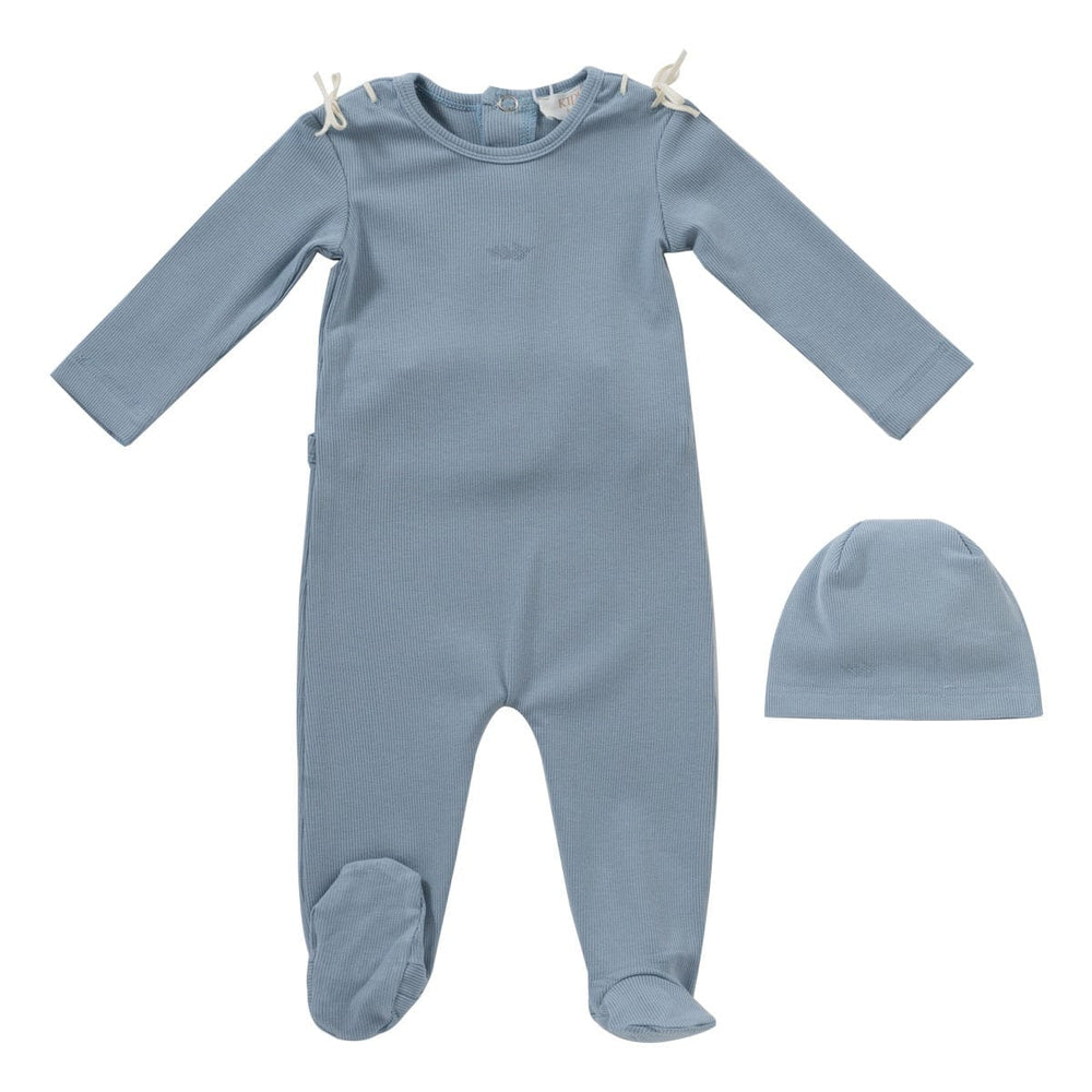 Laced Romper + Hat Set - Blue