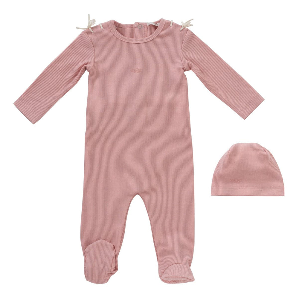 Laced Romper + Hat Set - Pink