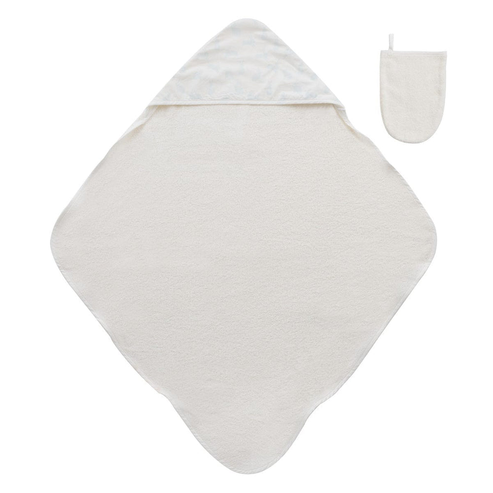 Bunny Print Towel & Mitt Set - Blue