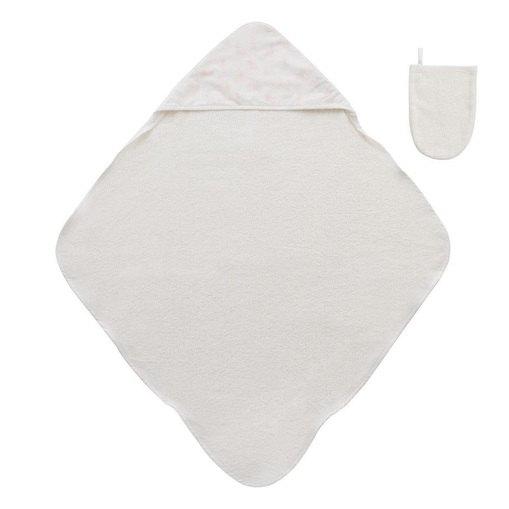 Bunny Print Towel & Mitt Set - Pink