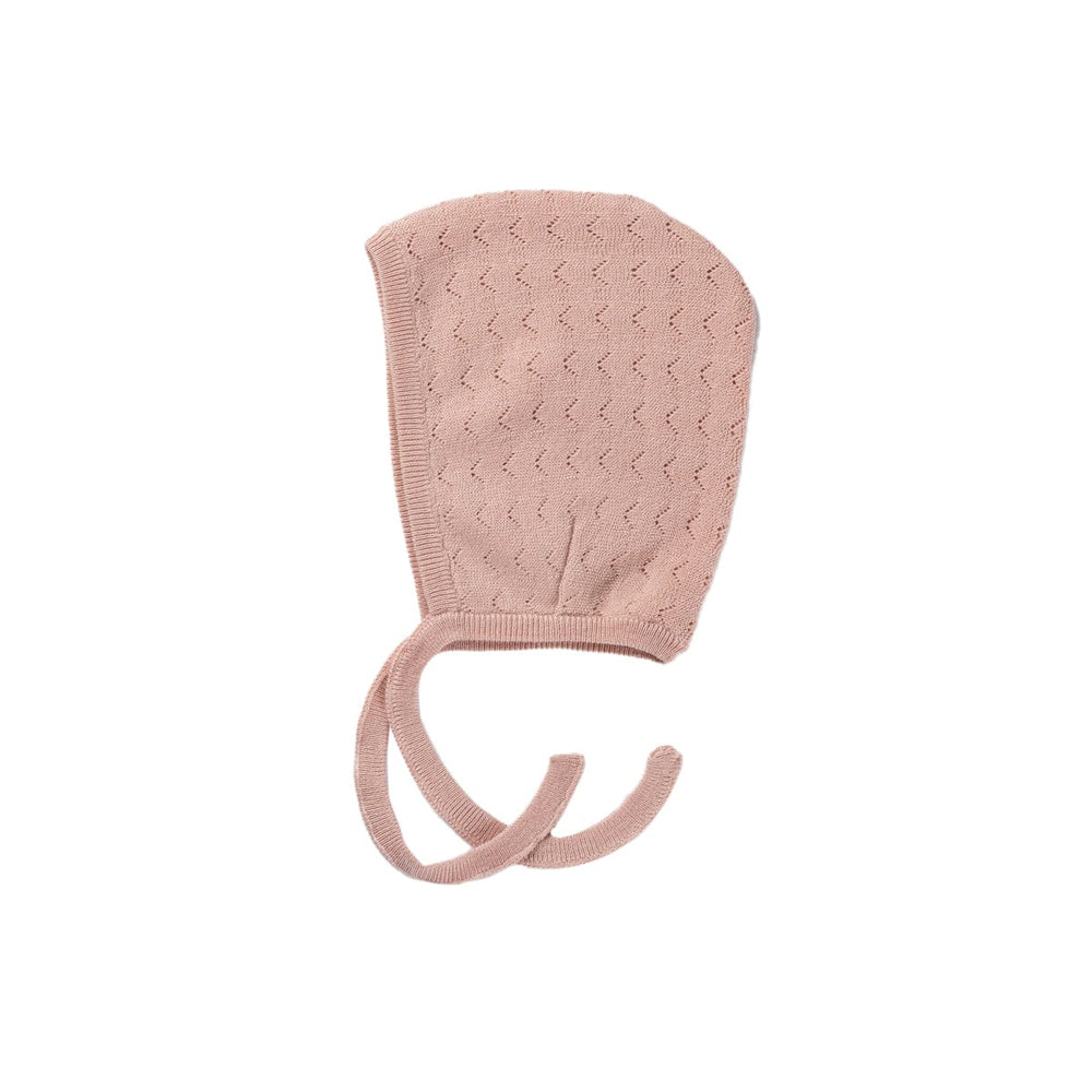 Zig Zag Pointelle Knit Bonnet - Pink
