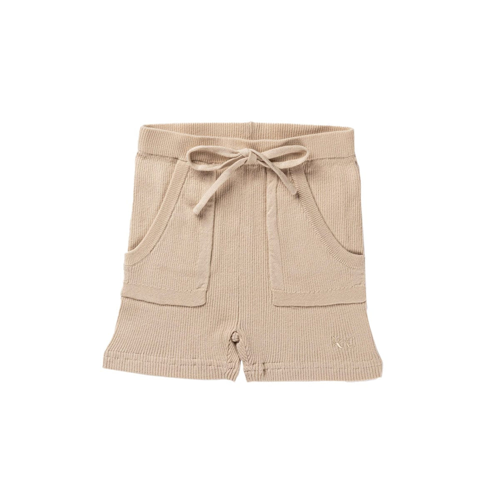 Hayden Ribbed Knit Shorts - Stone
