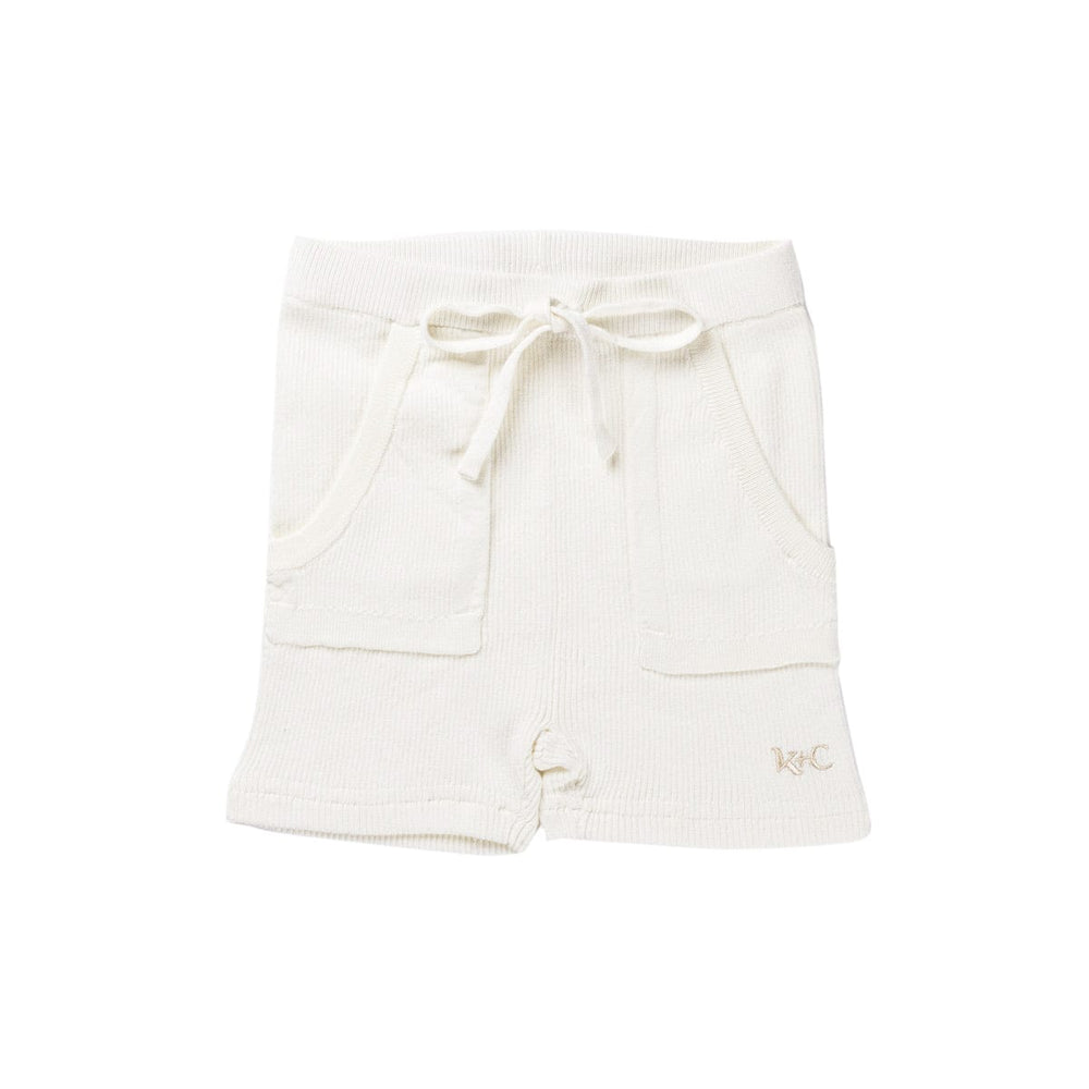 Hayden Ribbed Knit Shorts - White
