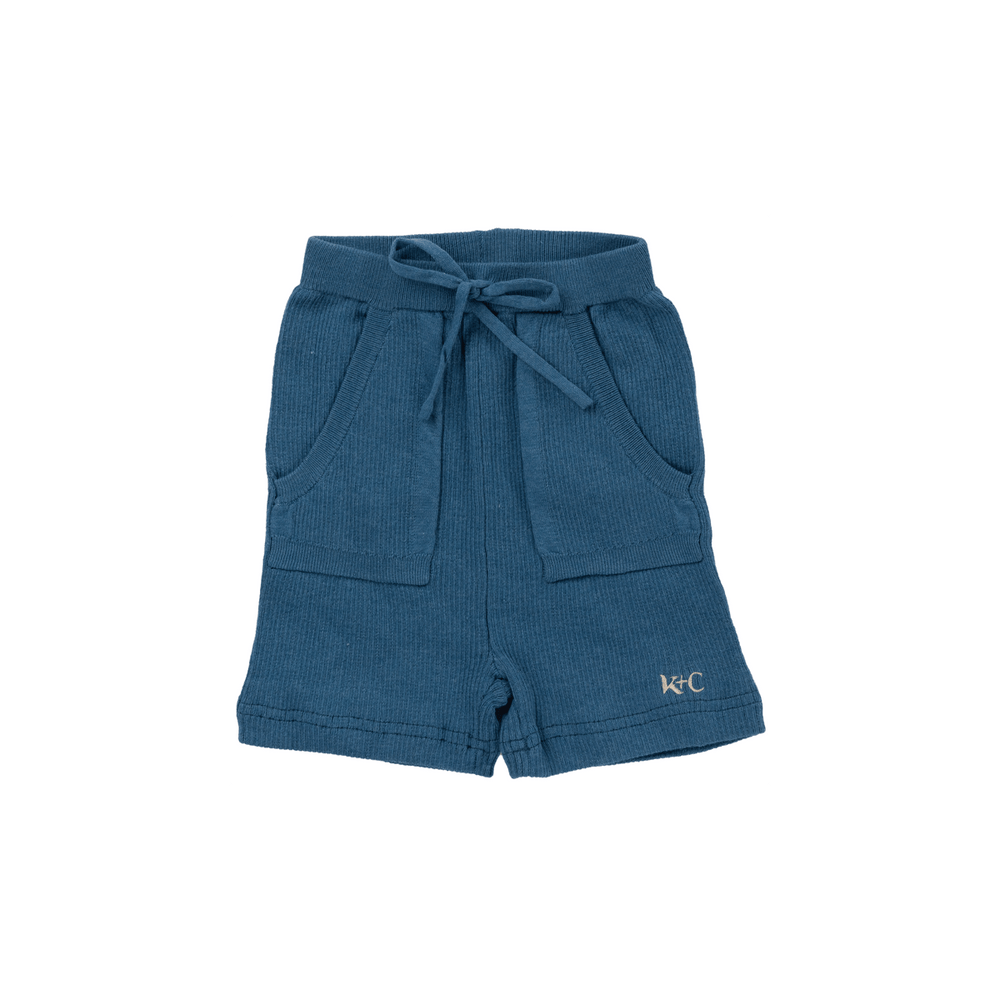Hayden Ribbed Knit Shorts - Aqua