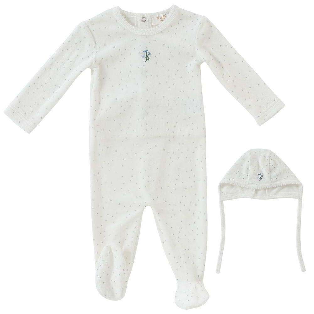 Garden Party Romper+Bonnet Set - Blue