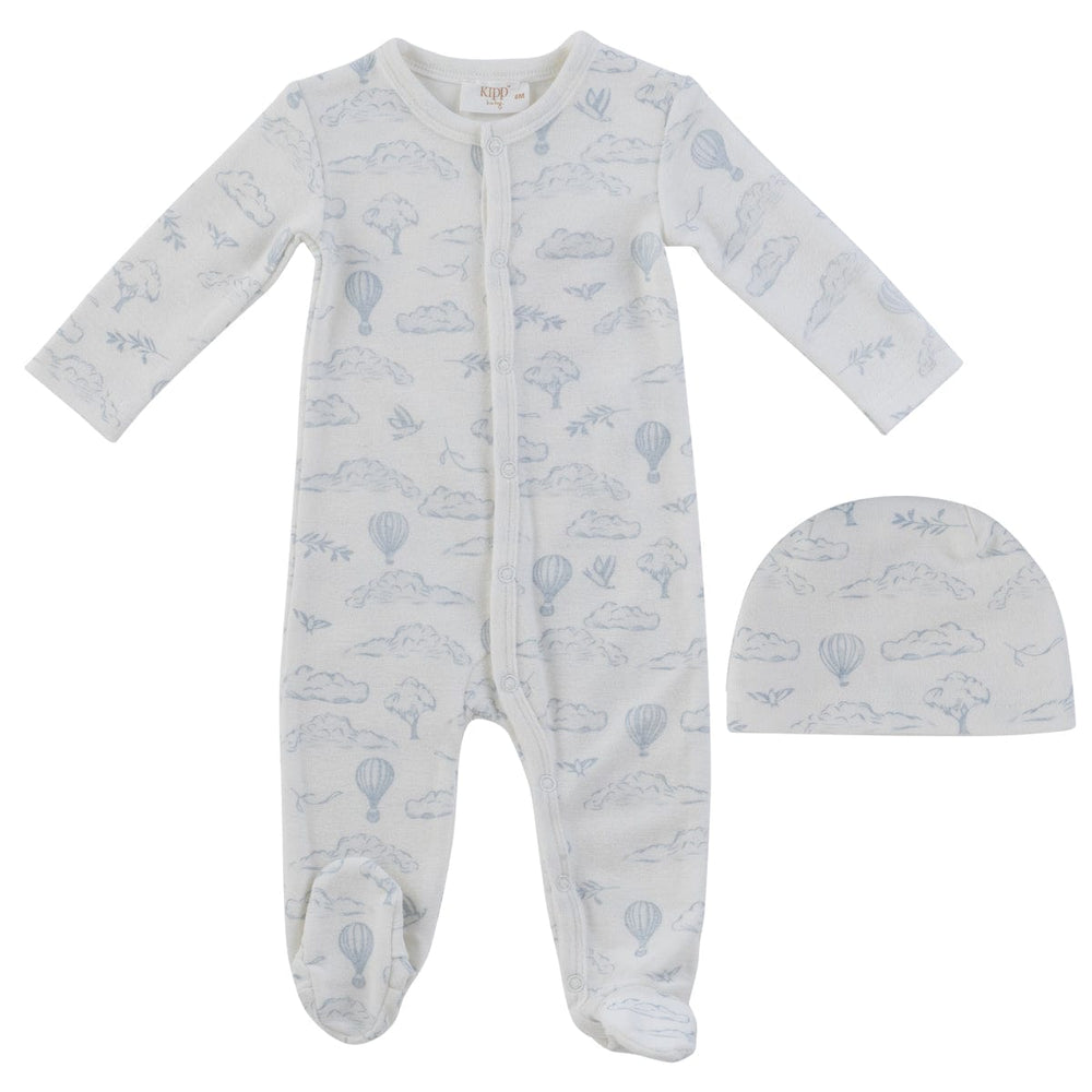 Cloud Nine Terry Romper + Hat Set - Blue