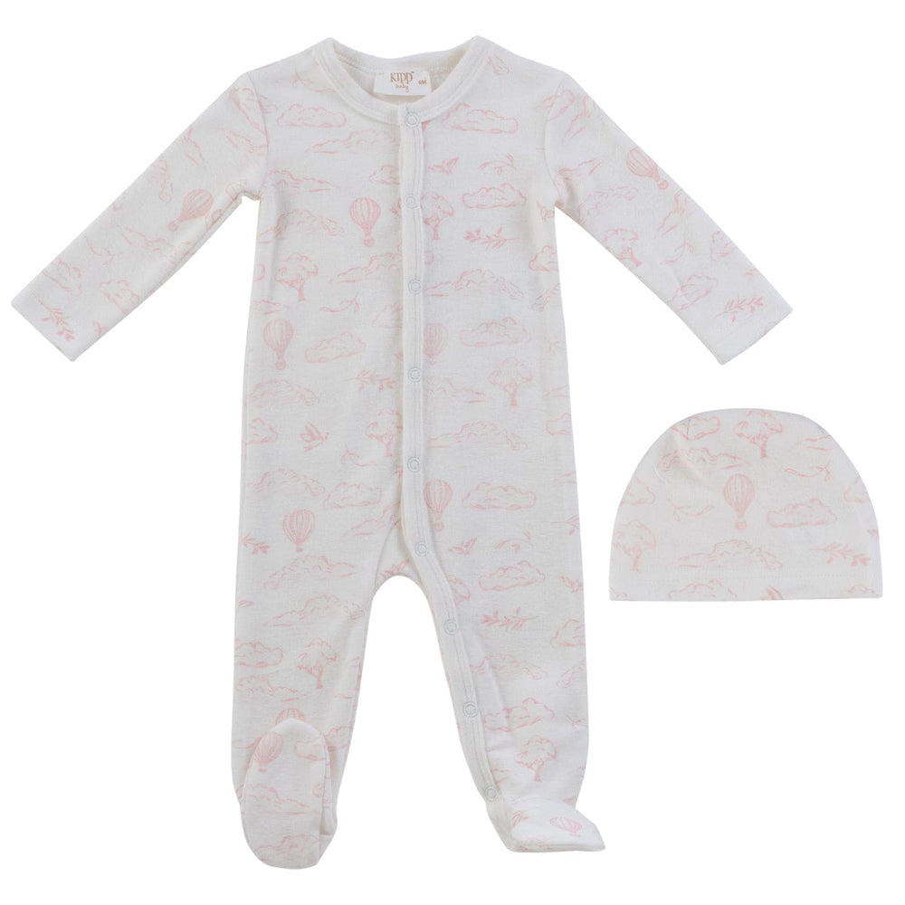 Cloud Nine Terry Romper + Hat Set - Pink