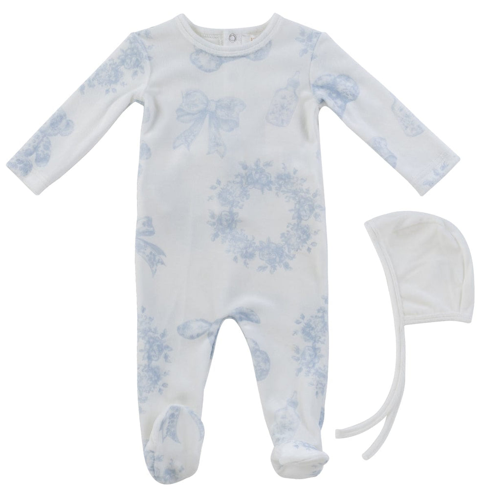 Petit Toile Romper+Bonnet Set - White Blue