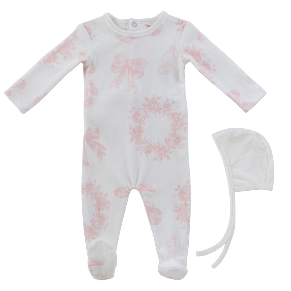 Petit Toile Romper+Bonnet Set - White Pink