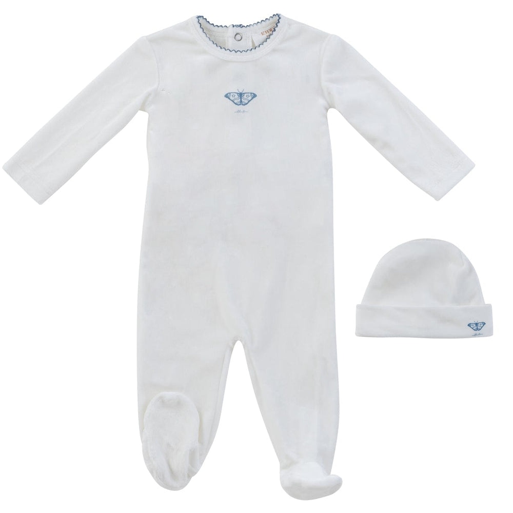 Flutter Romper+Hat Set - White Blue