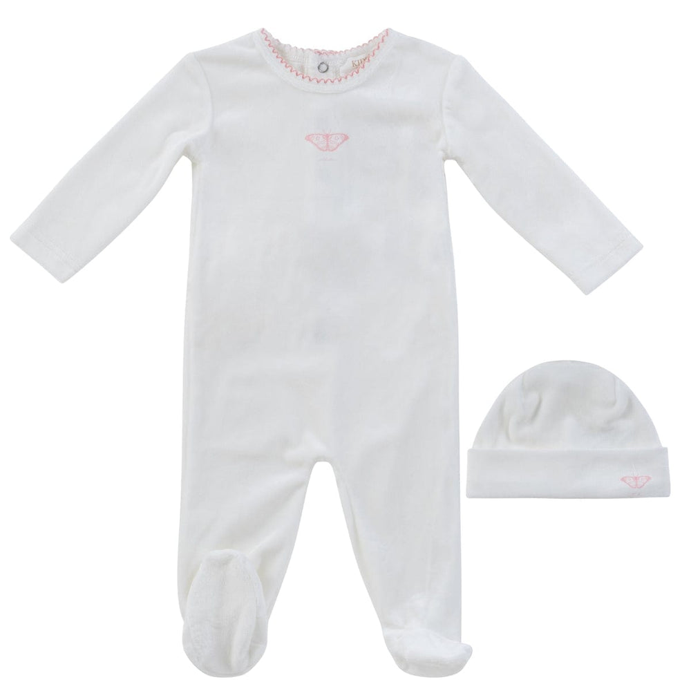 Flutter Romper+Hat Set - White Pink