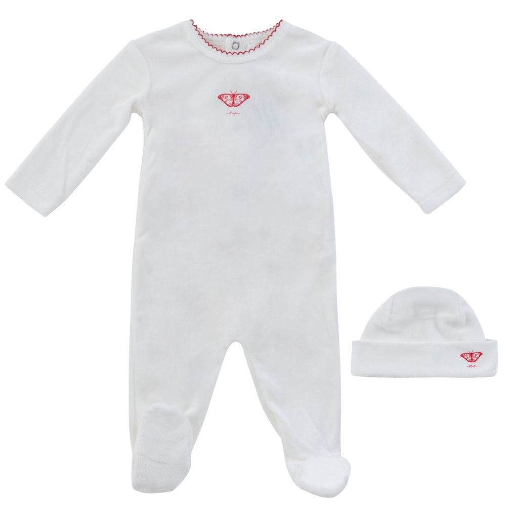 Flutter Romper+Hat Set - White Red