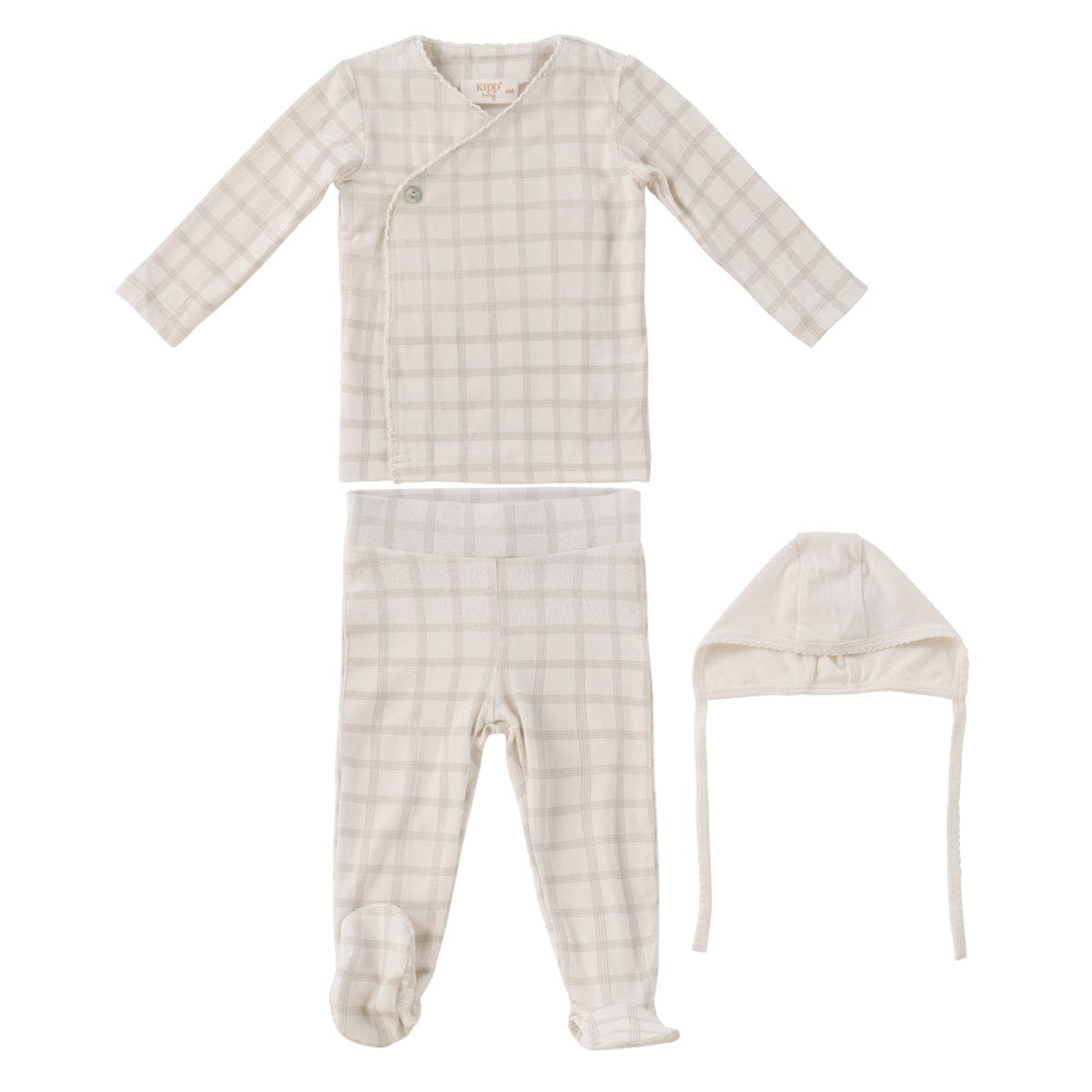 Felt Plaid 3pc Set - White