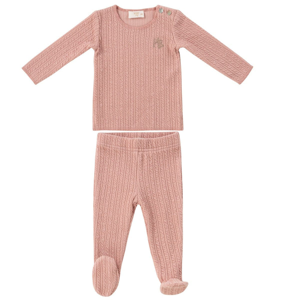 Cable Knit 2pc Set - Pink