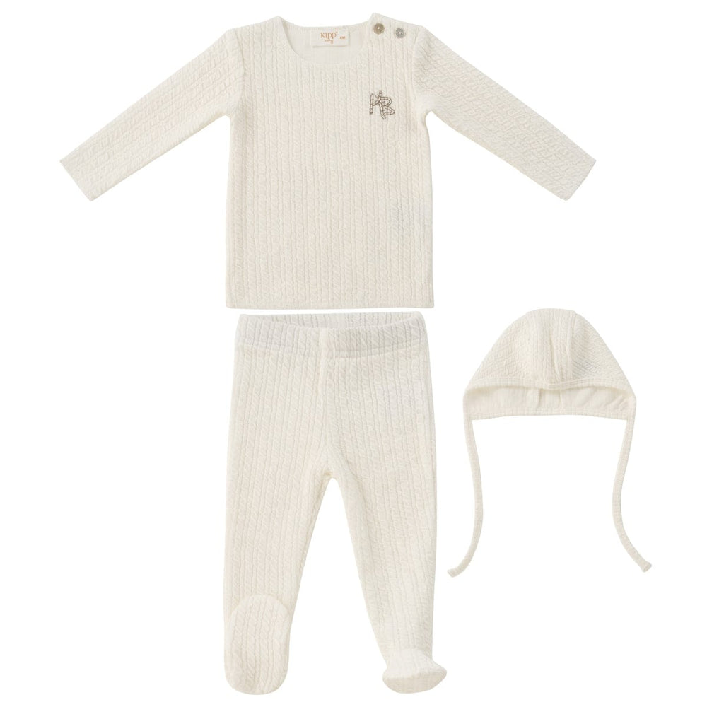 Cable Knit 3pc Set - White