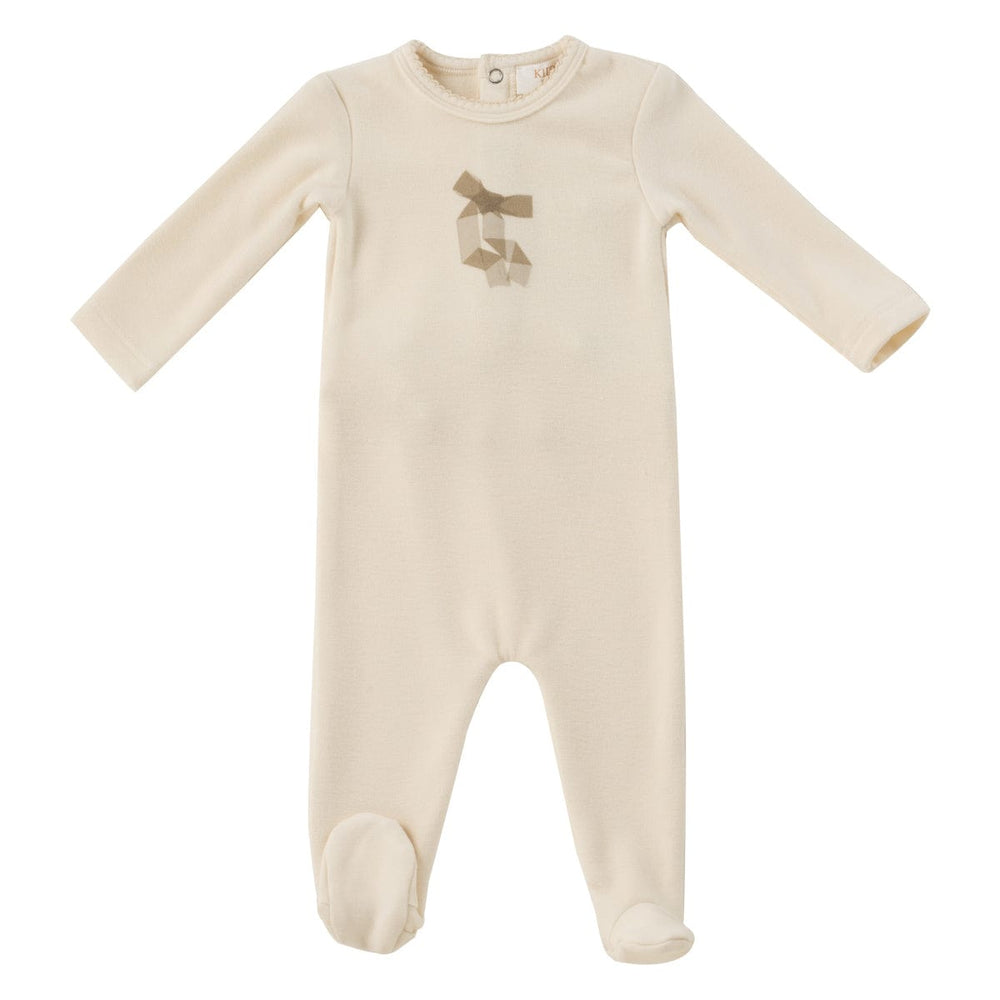 Felt Bow Romper - White