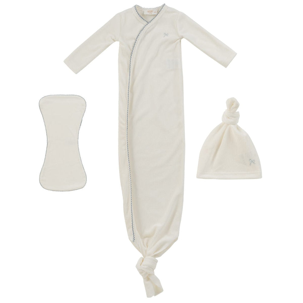 Flying Ribbons Gown Set - White Blue