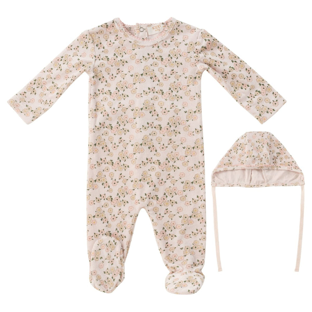 Blossom Romper+Bonnet Set - Pink