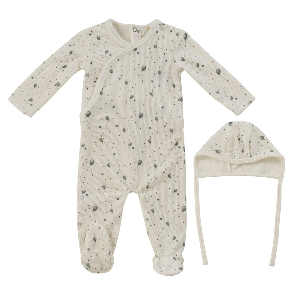 Balloon Star Romper+Bonnet Set - Blue
