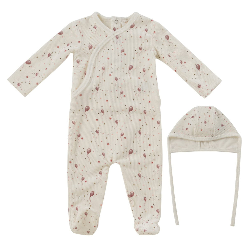Balloon Star Romper+Bonnet Set - Pink