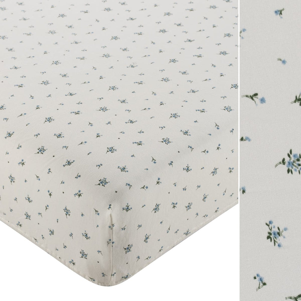 Lil Blooms Fitted Porta Crib Sheet - Blue
