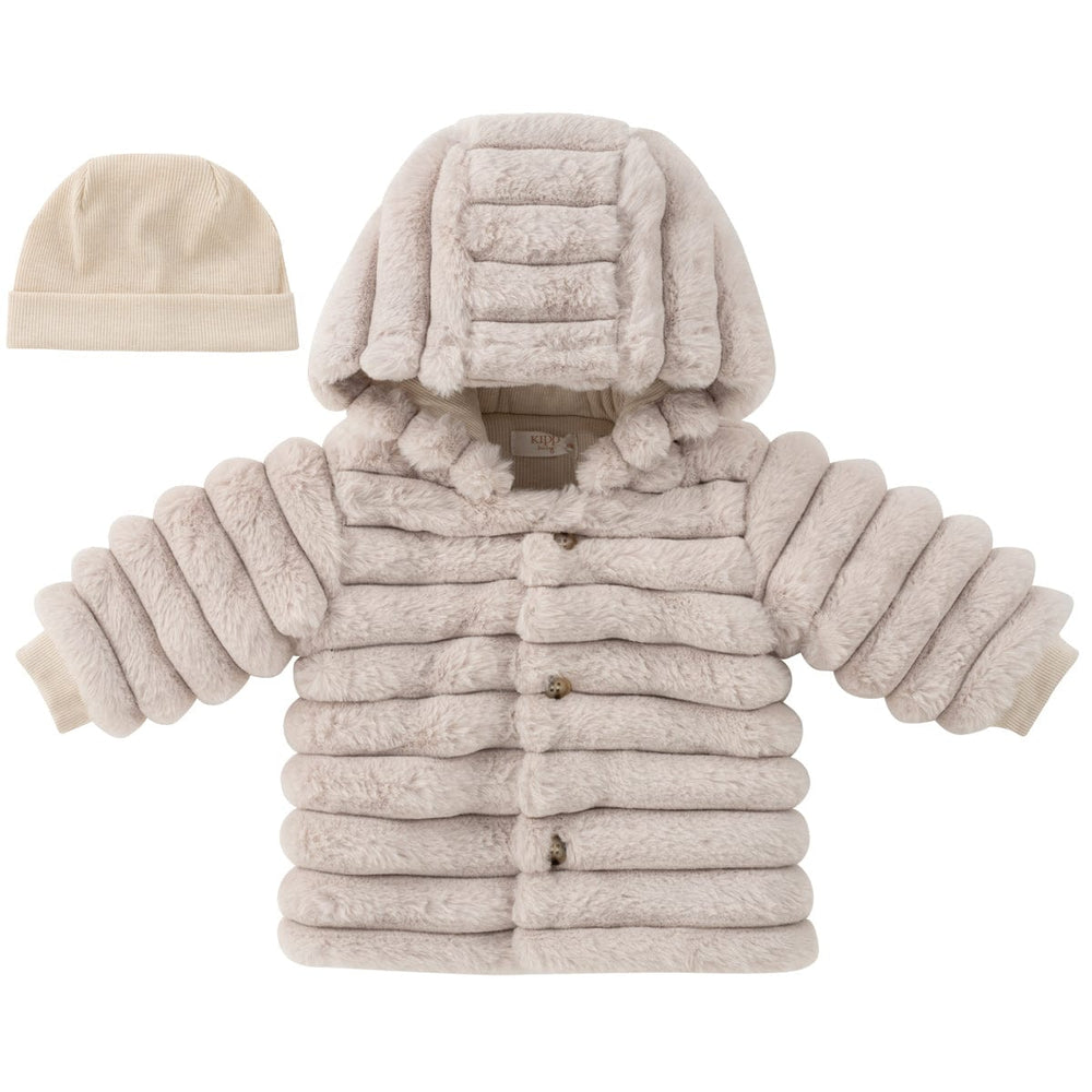 Luxe Fur Jacket + Hat - Stone