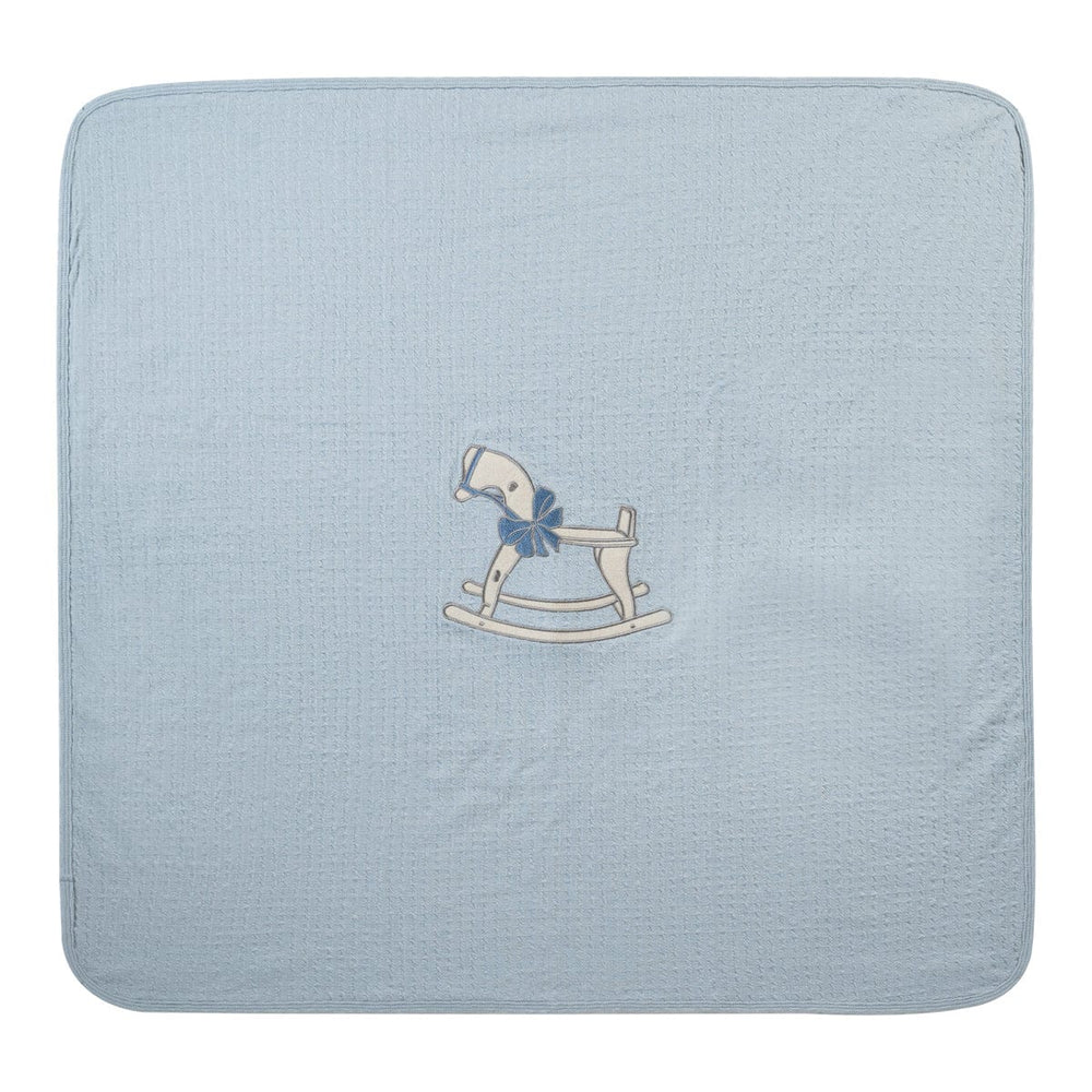 Rocking Horse Embroidered Blanket - Blue