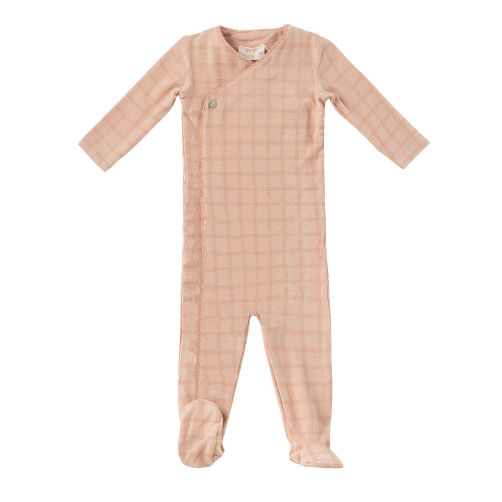 Felt Plaid Romper - Pink