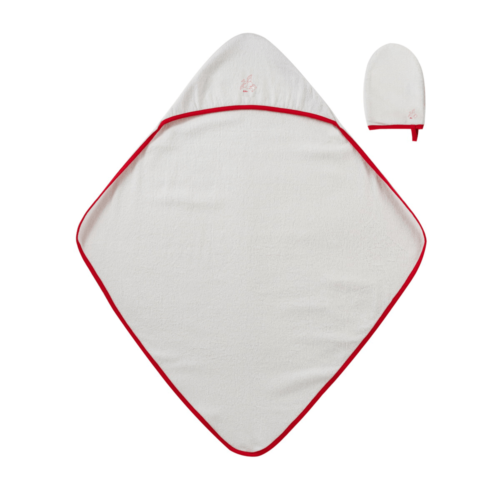Flying Feathers Towel & Mitt Set - Red