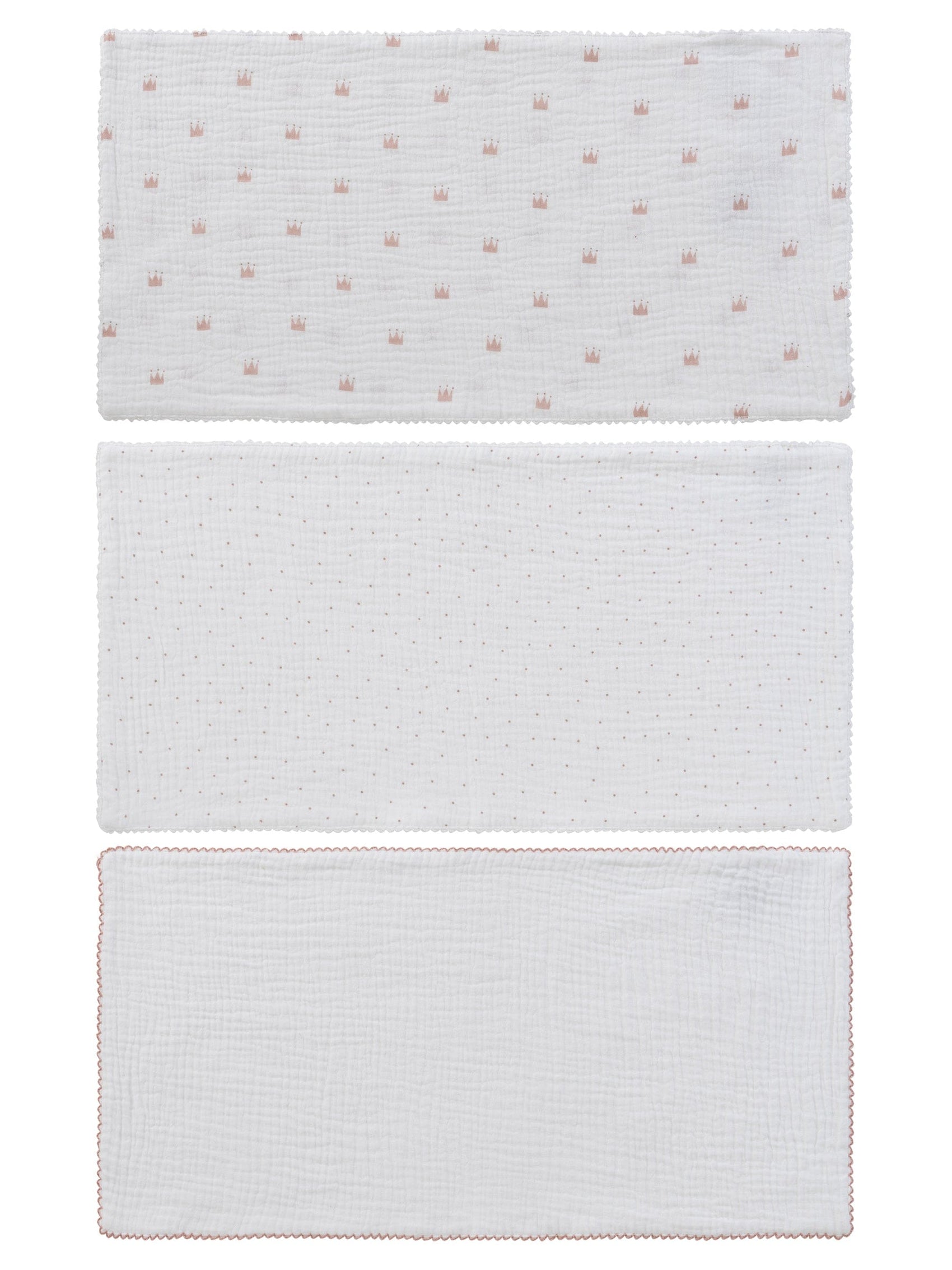 Little Crown Burp Cloth 3PC Set - Pink