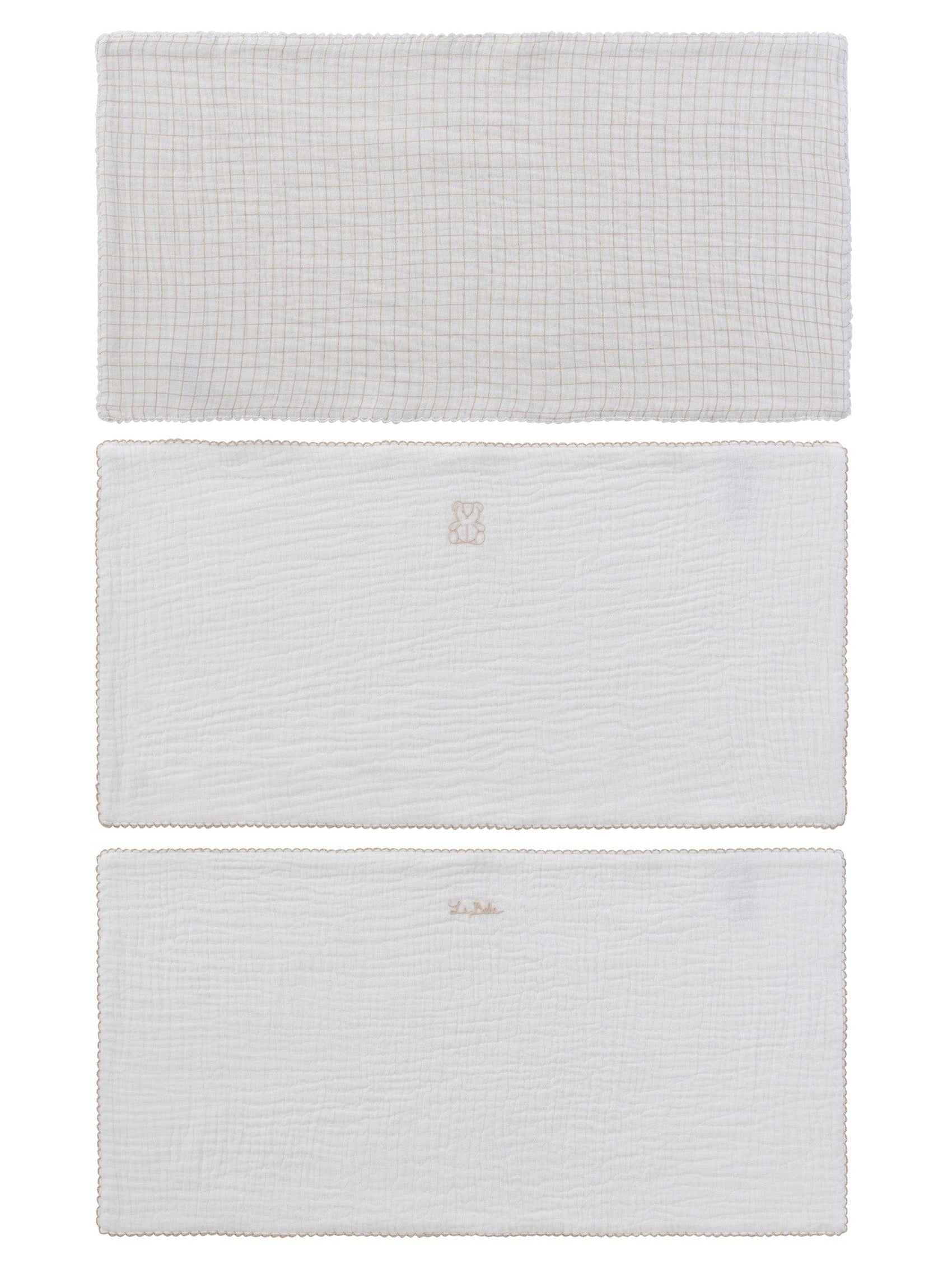 Teddy Au Pane Burp Cloth Set of 3 - Stone