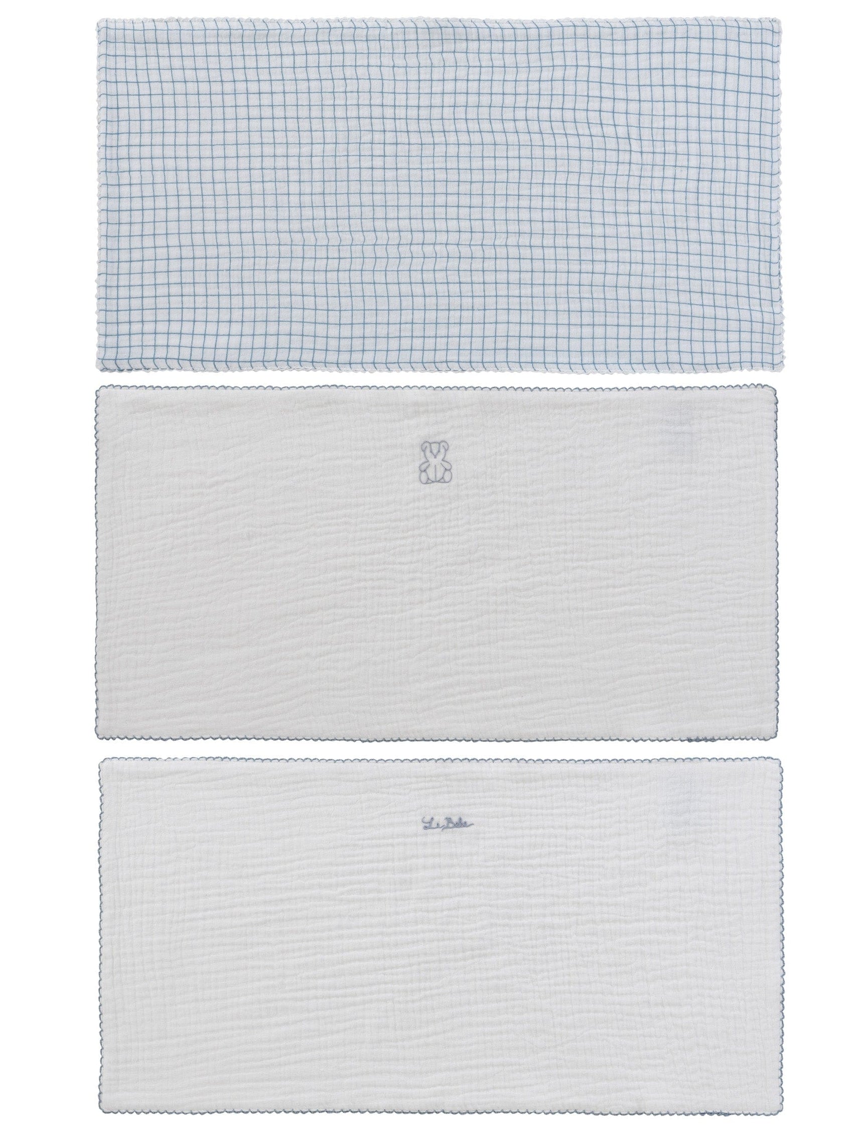 Teddy Au Pane Burp Cloth Set of 3 - Blue