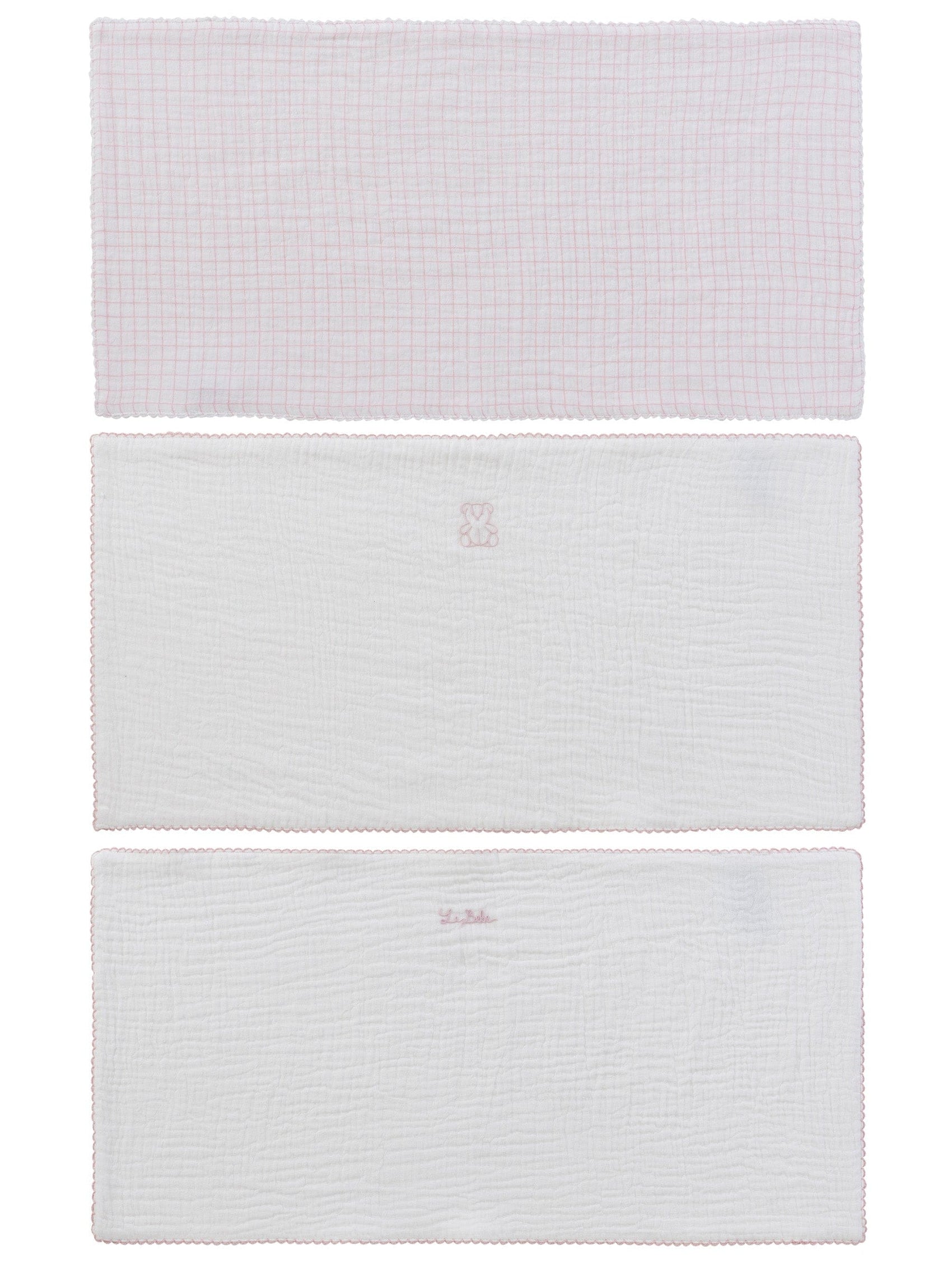 Teddy Au Pane Burp Cloth Set of 3 - Pink