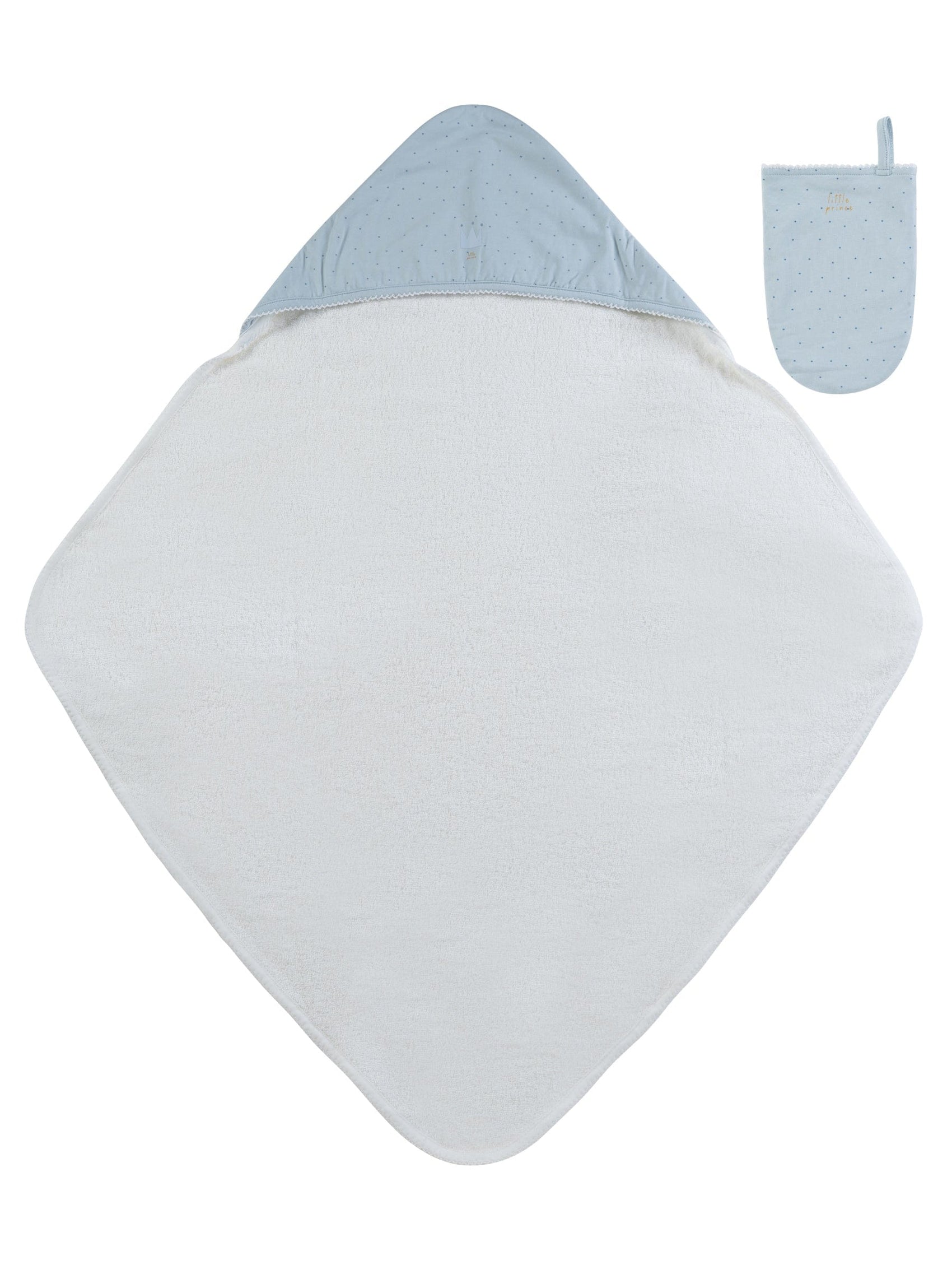 Little Crown Towel + Mitt Set - Blue
